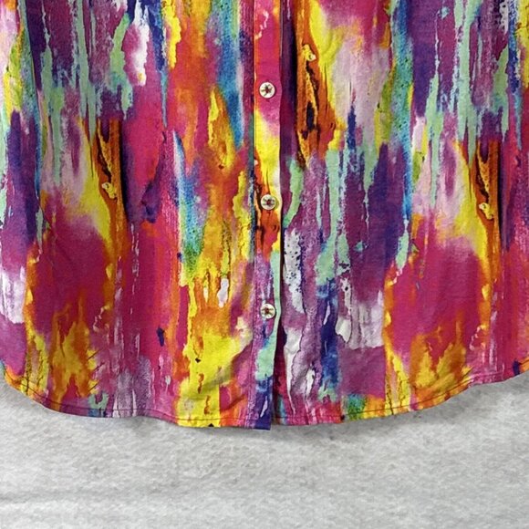 Soft Surroundings Multi Color Full Button Top Shirt Med Festival Boho Rainbow - Picture 3 of 14